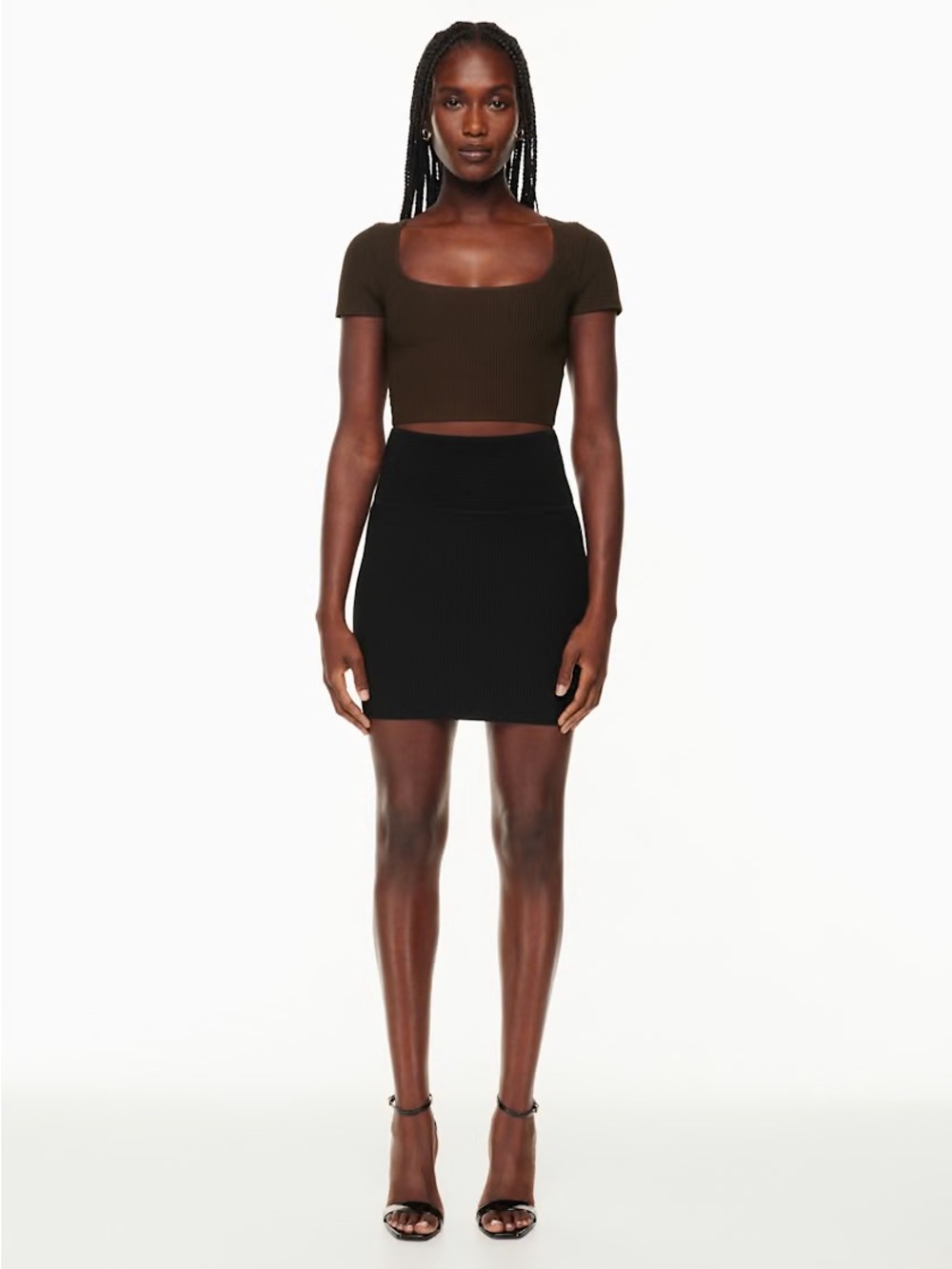 Aritzia babaton sculpt knit mini skirt black size medium